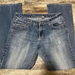 ND Weekend Jeans Womens 10 Blue Rhinestone Flap Pockets Wings Thick Stitch